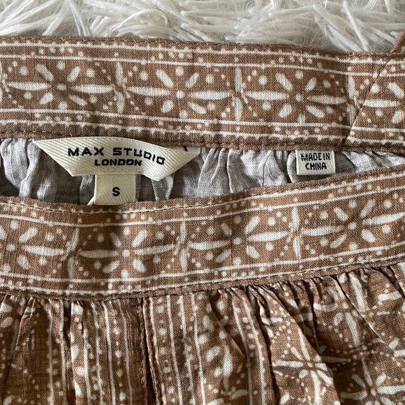Max Studio Boho Brown Patterned Blouse Size S - Picture 6 of 8